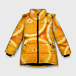 Куртка зимняя для девочки Апельсин, цвет: 3D-черный