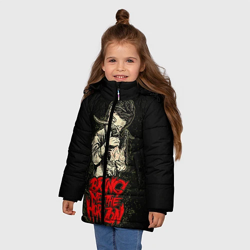 Зимняя куртка для девочки Bring Me The Horizon / 3D-Светло-серый – фото 3