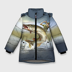 Куртка зимняя для девочки Дерзская щука, цвет: 3D-светло-серый