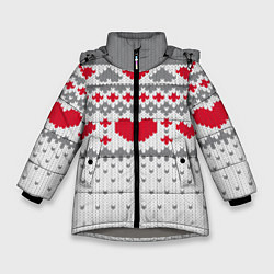 Зимняя куртка для девочки Узор с сердечками