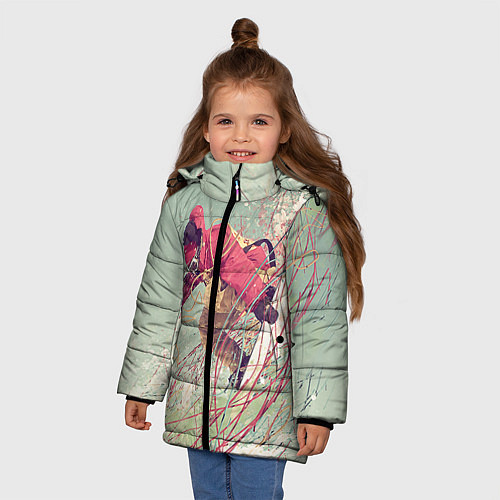 Зимняя куртка для девочки Сноуборд / 3D-Светло-серый – фото 3