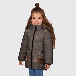 Куртка зимняя для девочки Шинель, цвет: 3D-черный — фото 2
