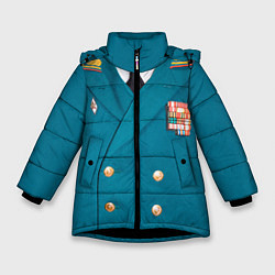 Куртка зимняя для девочки Китель, цвет: 3D-черный