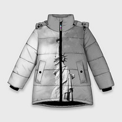 Куртка зимняя для девочки Статуя Свободы, цвет: 3D-черный