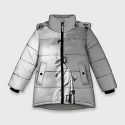 Куртка зимняя для девочки Статуя Свободы, цвет: 3D-светло-серый