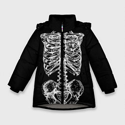 Куртка зимняя для девочки Скелет, цвет: 3D-светло-серый
