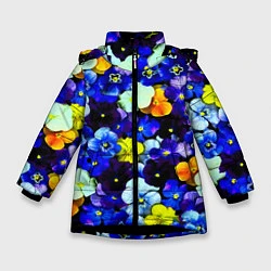 Зимняя куртка для девочки Синие цветы