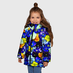 Куртка зимняя для девочки Синие цветы, цвет: 3D-красный — фото 2