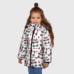 Куртка зимняя для девочки Любимые панды, цвет: 3D-светло-серый — фото 2