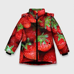 Куртка зимняя для девочки Клубничная, цвет: 3D-черный