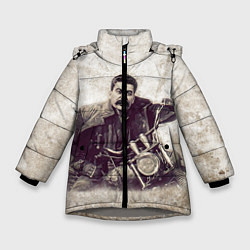 Куртка зимняя для девочки Сталин байкер, цвет: 3D-светло-серый