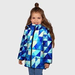 Куртка зимняя для девочки Синяя геометрия, цвет: 3D-черный — фото 2