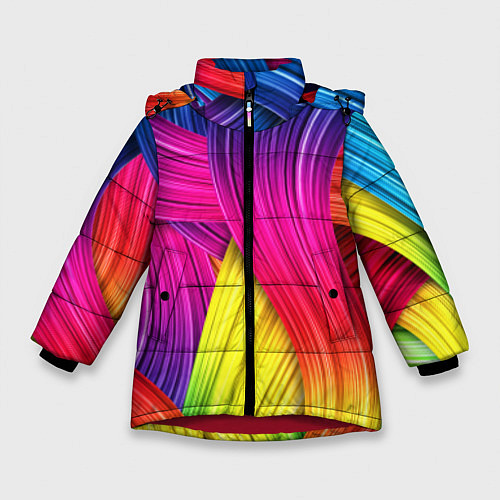 Зимняя куртка для девочки Абстракция цвета / 3D-Красный – фото 1