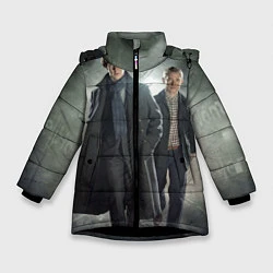 Куртка зимняя для девочки Шерлок и Доктор, цвет: 3D-черный
