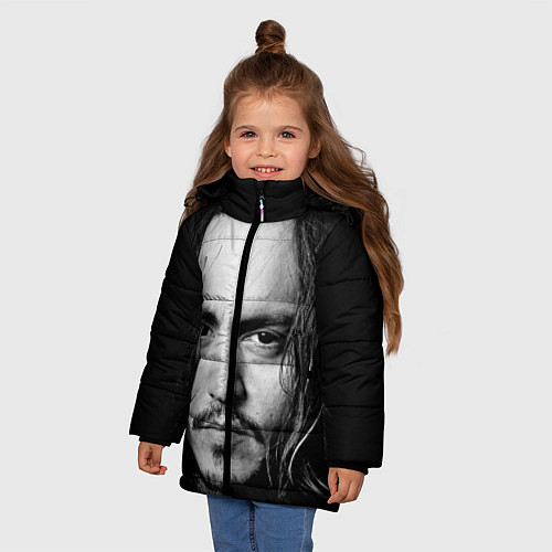 Зимняя куртка для девочки Джонни Депп / 3D-Светло-серый – фото 3