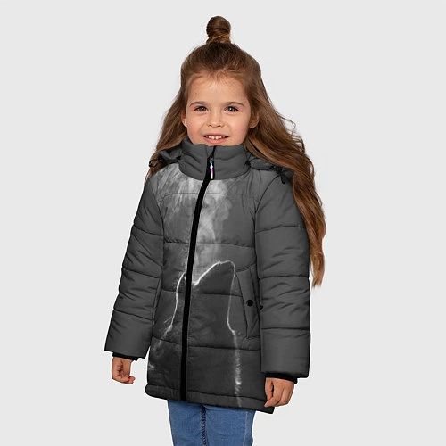 Зимняя куртка для девочки Воющий волк / 3D-Светло-серый – фото 3