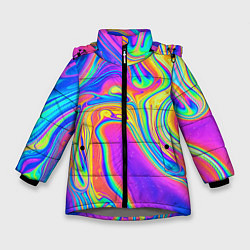 Куртка зимняя для девочки Цветные разводы, цвет: 3D-светло-серый