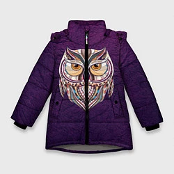 Куртка зимняя для девочки Расписная сова, цвет: 3D-светло-серый