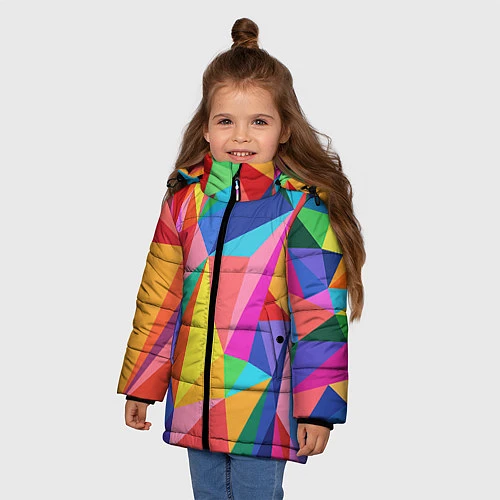 Зимняя куртка для девочки Радуга / 3D-Светло-серый – фото 3
