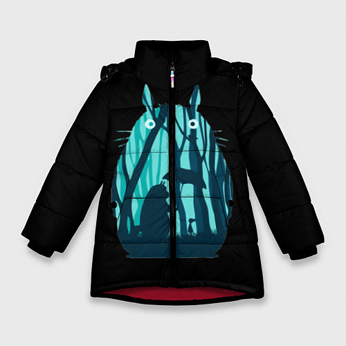 Зимняя куртка для девочки Тоторо в лесу / 3D-Красный – фото 1