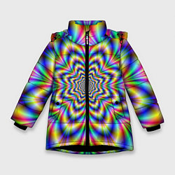 Куртка зимняя для девочки Красочная иллюзия, цвет: 3D-черный