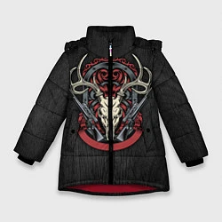 Куртка зимняя для девочки Охотничий трофей, цвет: 3D-красный
