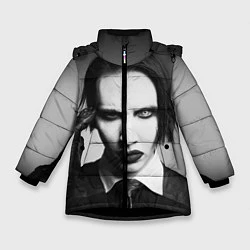 Куртка зимняя для девочки Мэрилин Мэнсон, цвет: 3D-черный