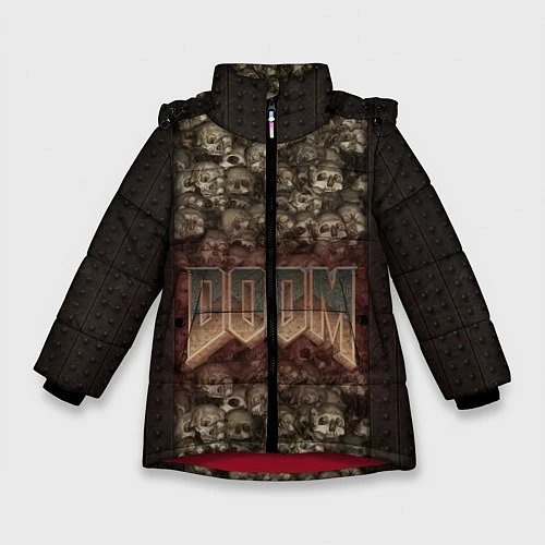 Зимняя куртка для девочки DOOM Skulls / 3D-Красный – фото 1