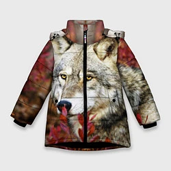 Зимняя куртка для девочки Волк в кустах