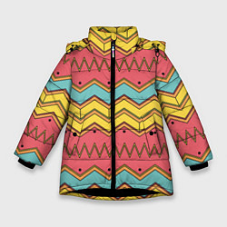 Зимняя куртка для девочки Цветные зигзаги