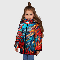 Куртка зимняя для девочки Перья, цвет: 3D-светло-серый — фото 2