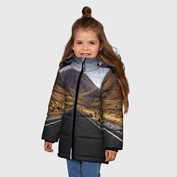 Куртка зимняя для девочки Пейзаж горная трасса, цвет: 3D-черный — фото 2