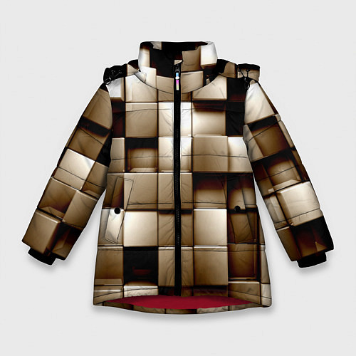 Зимняя куртка для девочки Кубики / 3D-Красный – фото 1