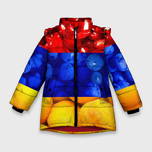 Зимняя куртка для девочки Флаг Армении / 3D-Красный – фото 1