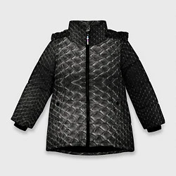 Куртка зимняя для девочки Черная кожа, цвет: 3D-черный