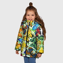 Куртка зимняя для девочки Тропические бабочки, цвет: 3D-черный — фото 2
