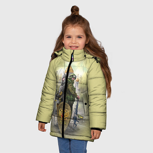 Зимняя куртка для девочки Имперская русь / 3D-Светло-серый – фото 3