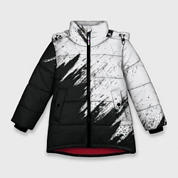 Куртка зимняя для девочки Черно-белый разрыв, цвет: 3D-красный
