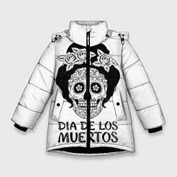 Куртка зимняя для девочки День мертвецов, цвет: 3D-черный
