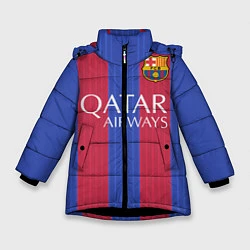 Куртка зимняя для девочки Barcelona: Qatar Airways, цвет: 3D-черный