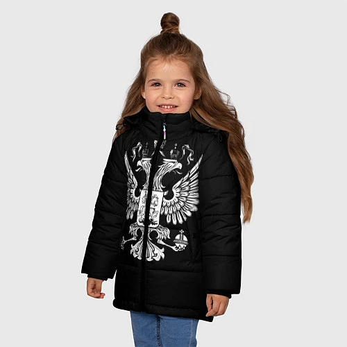 Зимняя куртка для девочки Двуглавый орел / 3D-Светло-серый – фото 3
