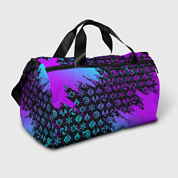 Сумки спортивные GENSHIN NEON PATTERN SYMBOL НЕОН ЭМБЛЕМЫ, цвет: 3D-принт