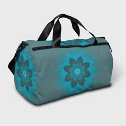 Спортивная сумка Абстрактный цветок Бирюзово-серый