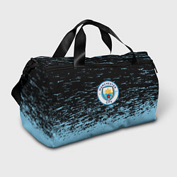 Сумки спортивные Манчестер сити голубые брызги на черном фоне, цвет: 3D-принт
