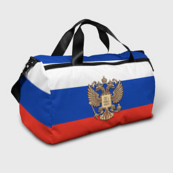 Сумки спортивные Герб России на фоне флага, цвет: 3D-принт