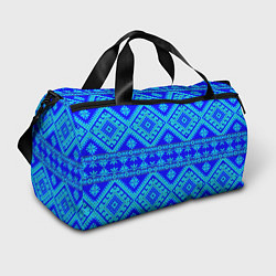 Сумки спортивные Сине-голубые узоры - вышивка, цвет: 3D-принт