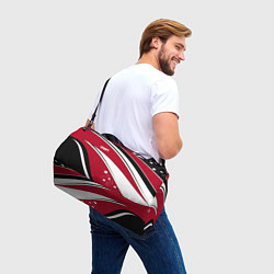 Сумки спортивные Красно черная абстракция на белом спорт, цвет: 3D-принт — фото 2