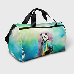 Сумки спортивные Прикольный панда в модной куртке, цвет: 3D-принт