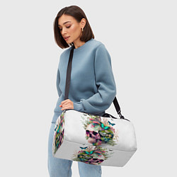 Сумки спортивные Красивый череп с листьями и бабочками, цвет: 3D-принт — фото 2