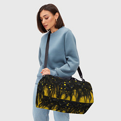 Сумки спортивные Желтые брызги на черном фоне, цвет: 3D-принт — фото 2